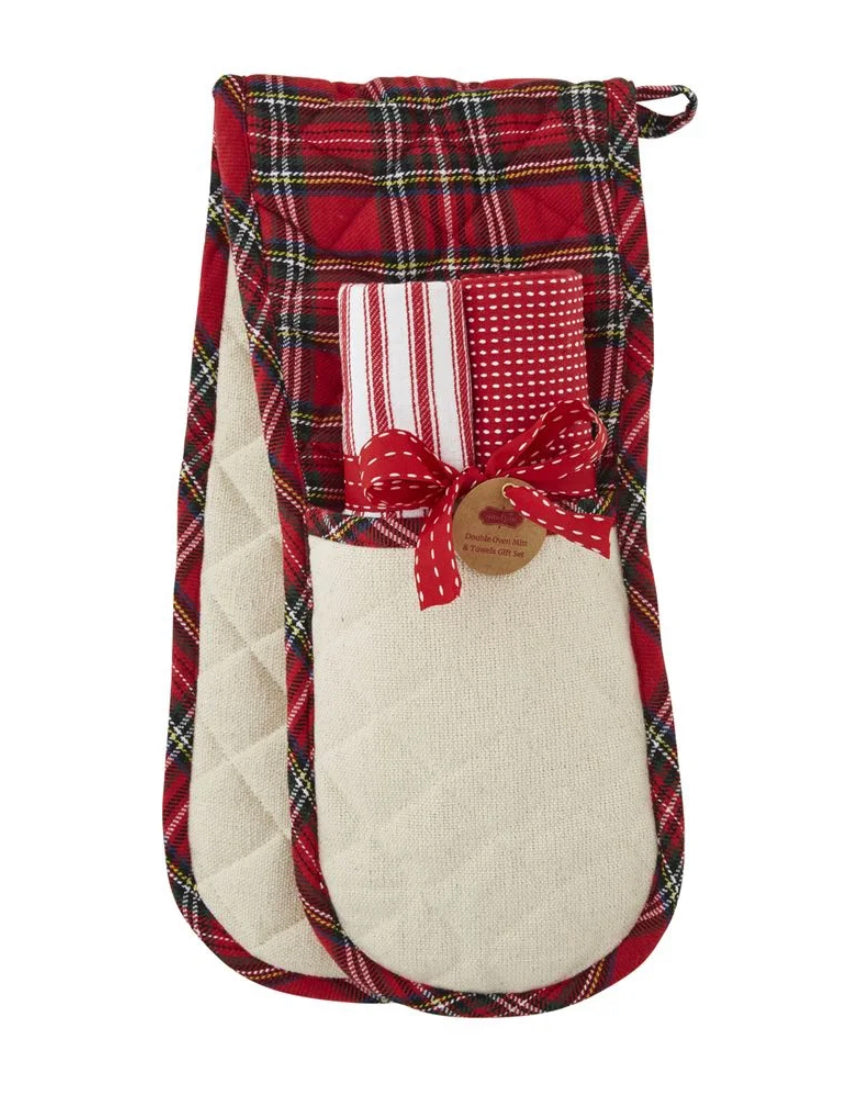 Mudpie Spreading Cheer Double Oven Mitt and Towel Set