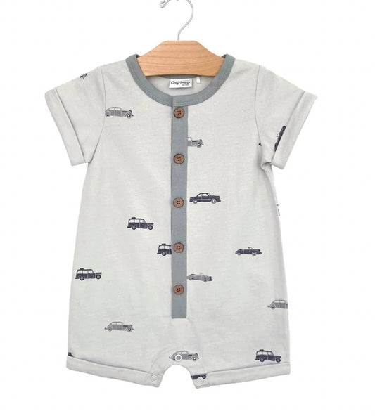 City Mouse Vintage Car Button Down Romper
