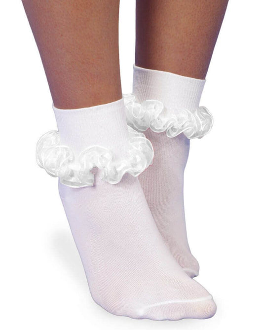 Jefferies Socks Smooth Toe Sheer Ribbon Tutu Lace Turn Cuff Socks