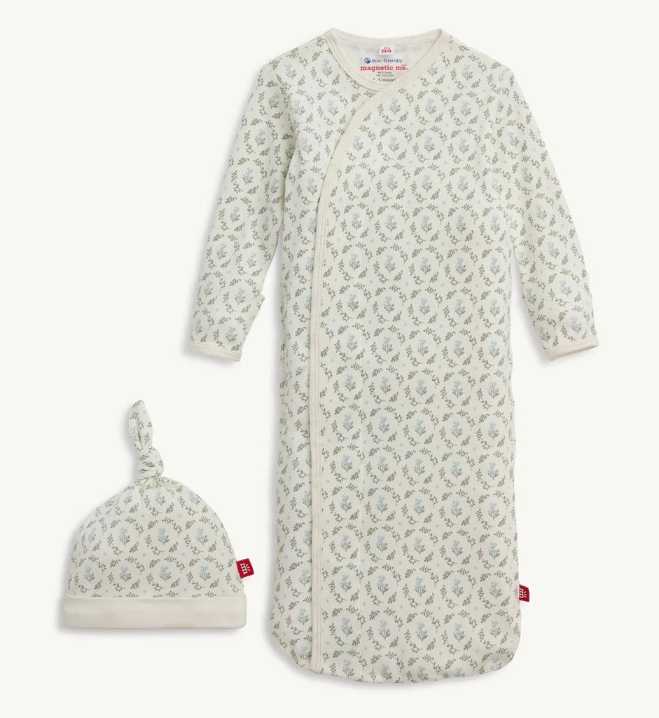 Magnetic Me Eloise Organic Cotton Magnetic Gown + Hat Set (Newborn-3 months)