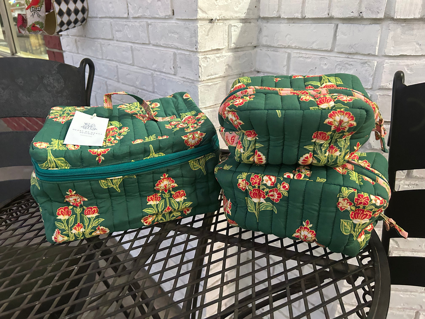 Heart of Grace Eloise Luxe Quilted Cosmetic Bags (Set of 3)
