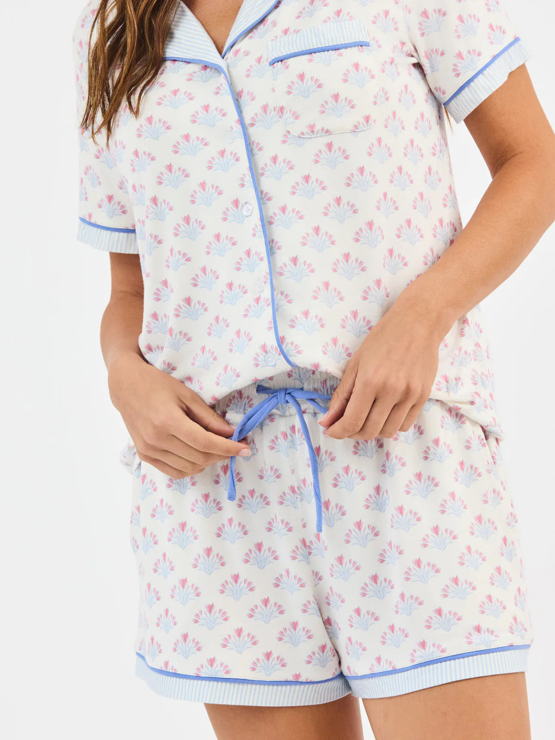 Mary Square Women's Charlotte Shorts Set-Belle Blooms White