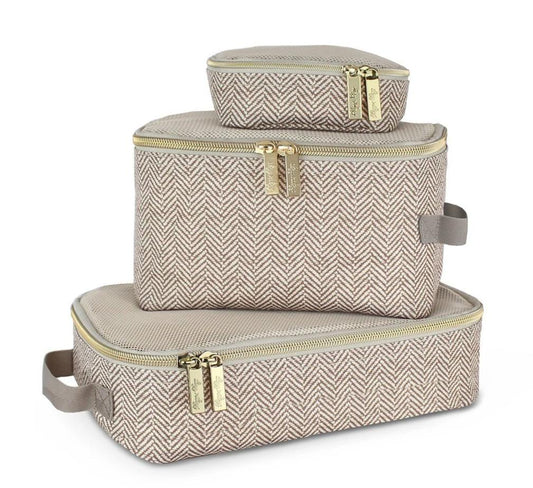 Itzy Ritzy Pack Like A BossPacking Cubes -Taupe Herringbone