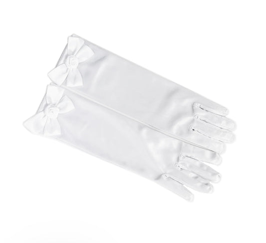 Great Pretenders Princess Gloves with Bow-White