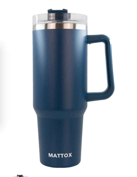 Mattox Tumbler Cup with Straw-Navy