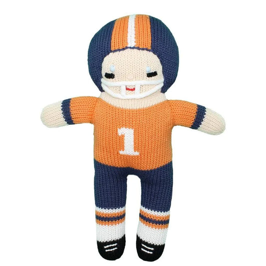 Zubels Football Player Knit Doll-Orange & Navy