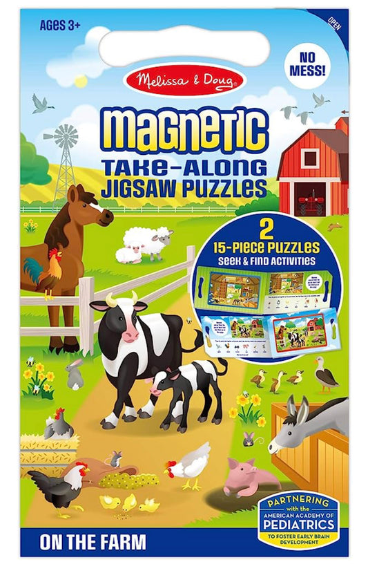 Melissa & Doug Magnetic Take-Along Jigsaw Puzzles-Farm