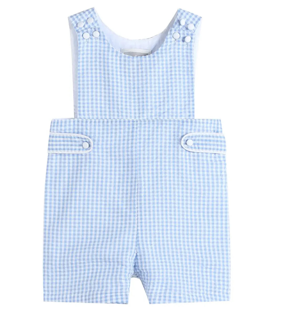 Lil Cactus Blue Gingham Shortalls (2T)