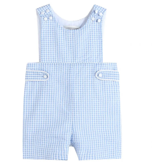 Lil Cactus Blue Gingham Shortalls (2T)