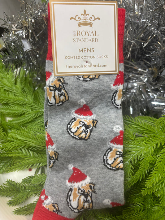 The Royal Standard Men’s Bulldog Santa Socks