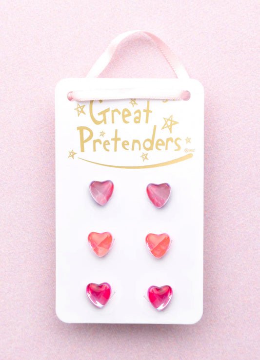 Great Pretenders Boutique Holo Heart Studded Earrings