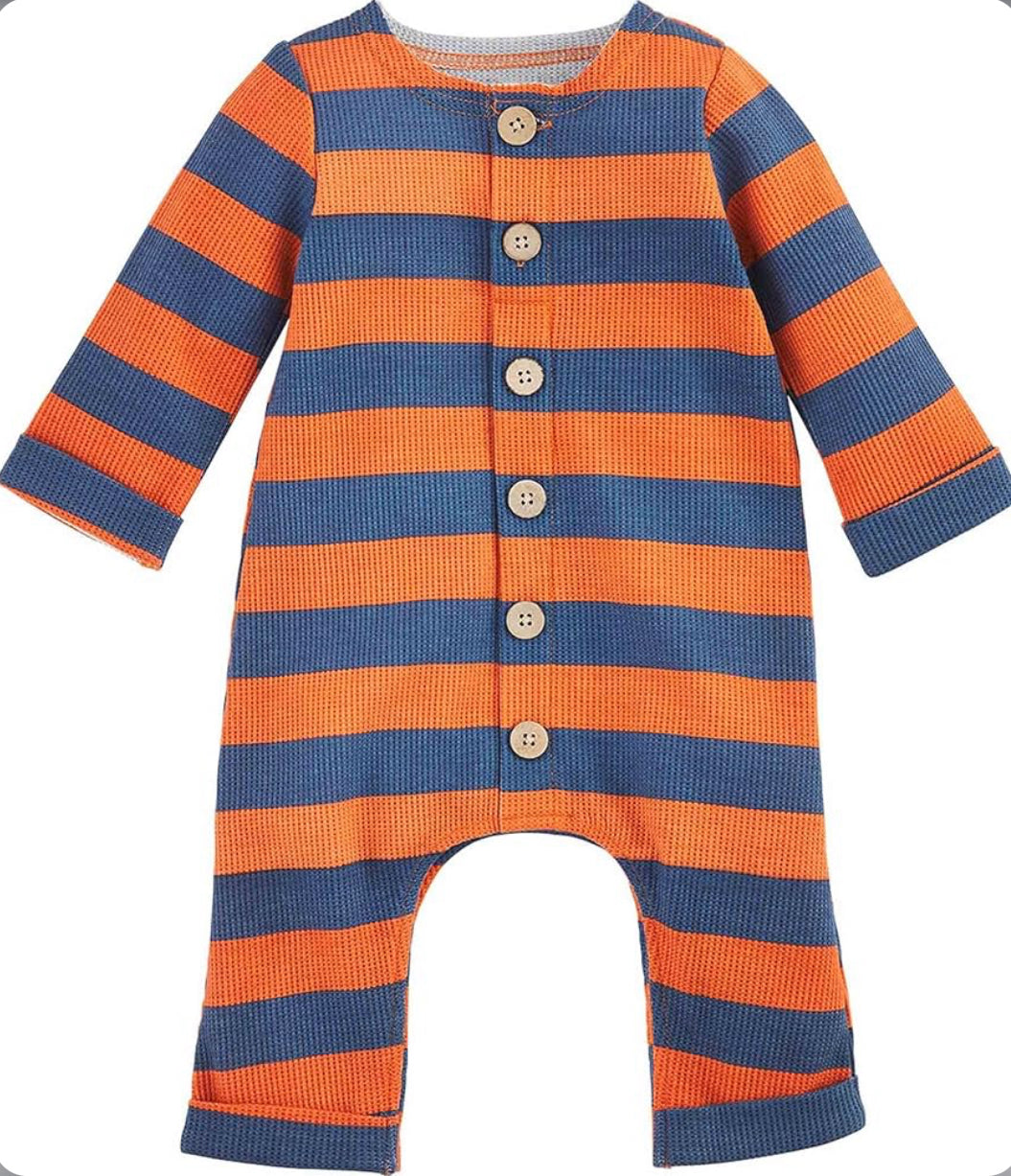 Mudpie Boys Striped Waffle Bodysuit