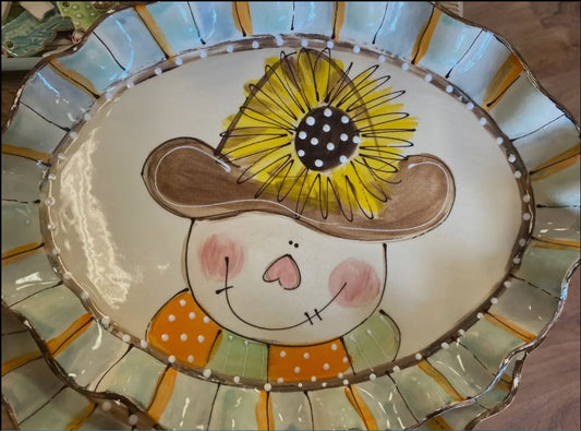 Heartfelt Traditions Oval Platter-Fall Scarecrow