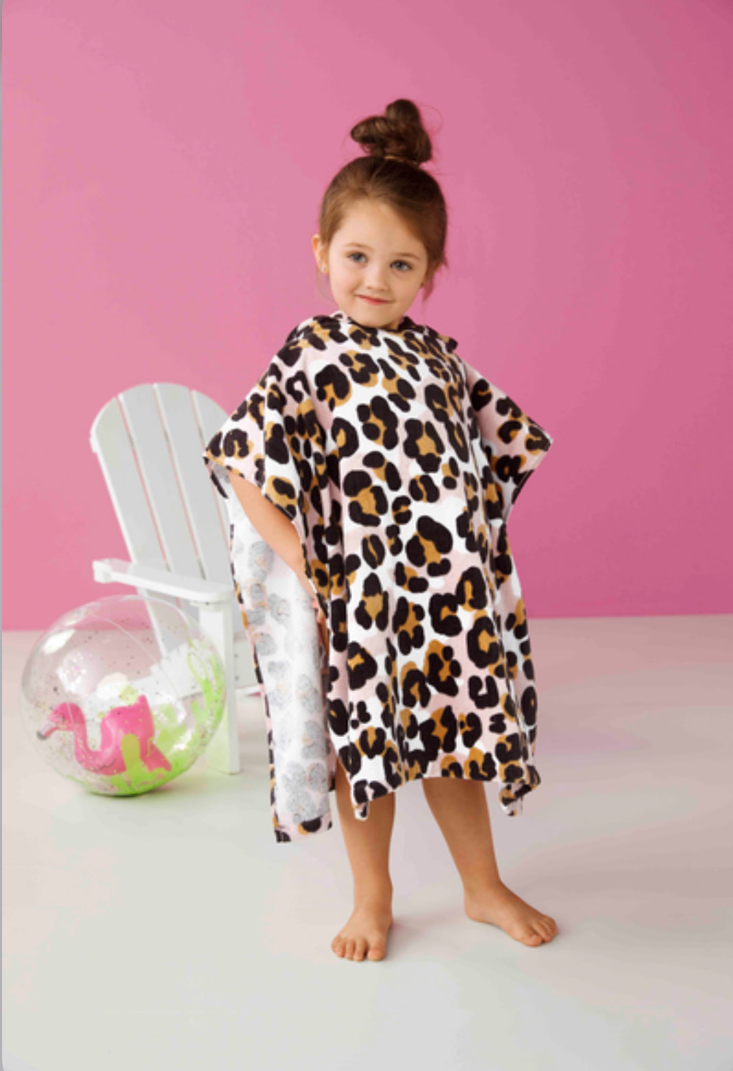 Mudpie Pink Leopard Poncho Cover Up (Up to 5T)