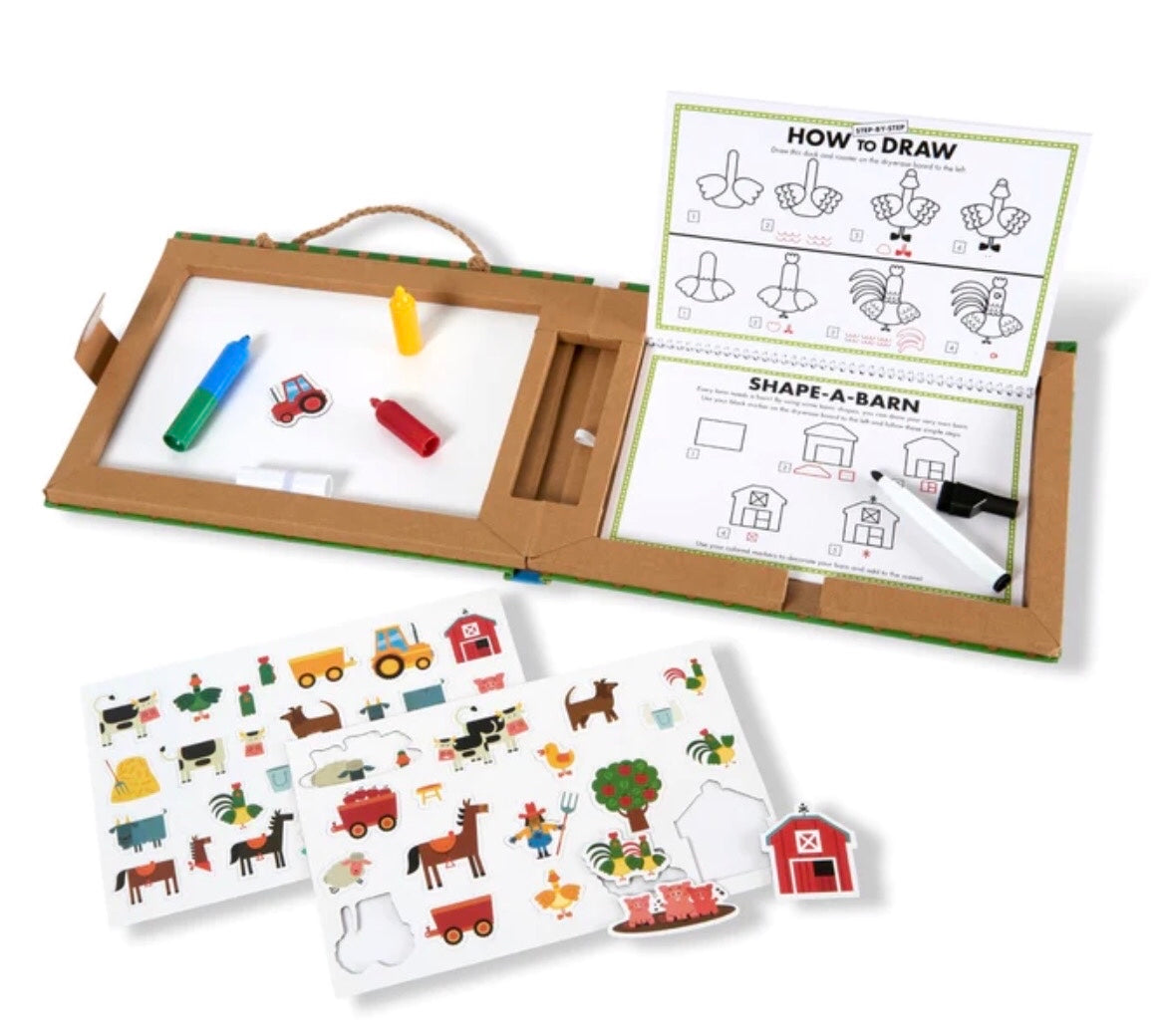 Melissa & Doug Natural Play: Play, Draw, Create Reusable Drawing and Magnet Kit-Farm