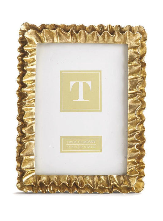 Two’s Company Gold Ruffle Photo Frame (4x6)