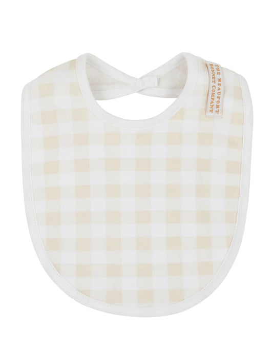 Beaufort Bonnet Burp Me Bib-Palmetto Pearl Gingham With Worth Avenue White