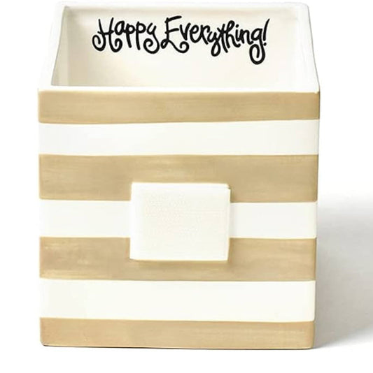 Happy Everything Neutral Stripe Mini Nesting Cube Medium