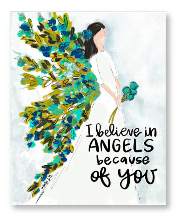 Baxter & Me Wrapped Canvas (8"x10")-I Believe in Angels