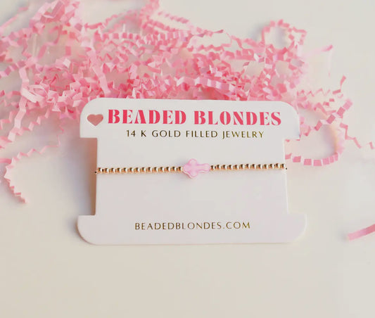 Beaded Blondes Pink Cross Bracelet-Standard
