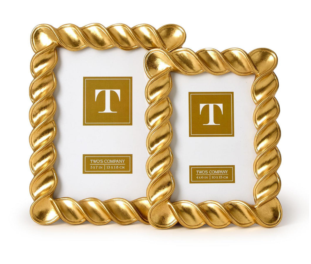 Two’s Company Twist Gold Leaf Photo Frame-4x6