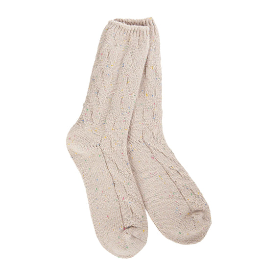 World’s Softest Socks Weekend Ragg Cable Crew-Oatmeal Confetti