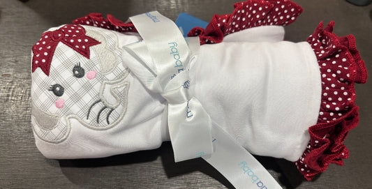Magnolia Baby Crimson Cutie Applique Ruffle Receiving Blanket