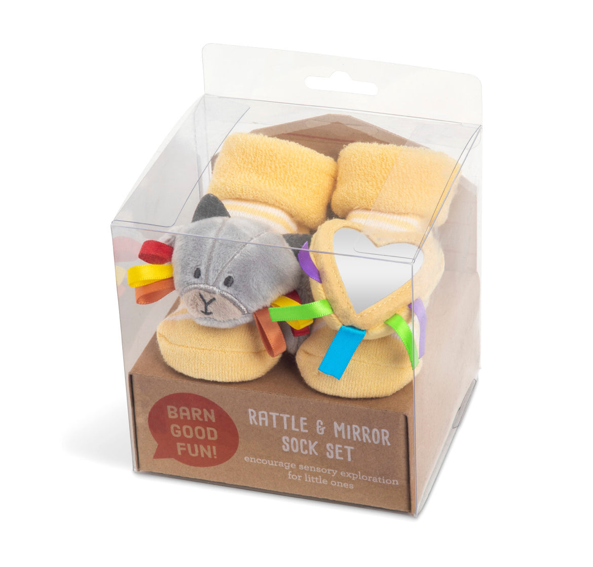 Demdaco Rattle & Mirror Sock Set-Goat