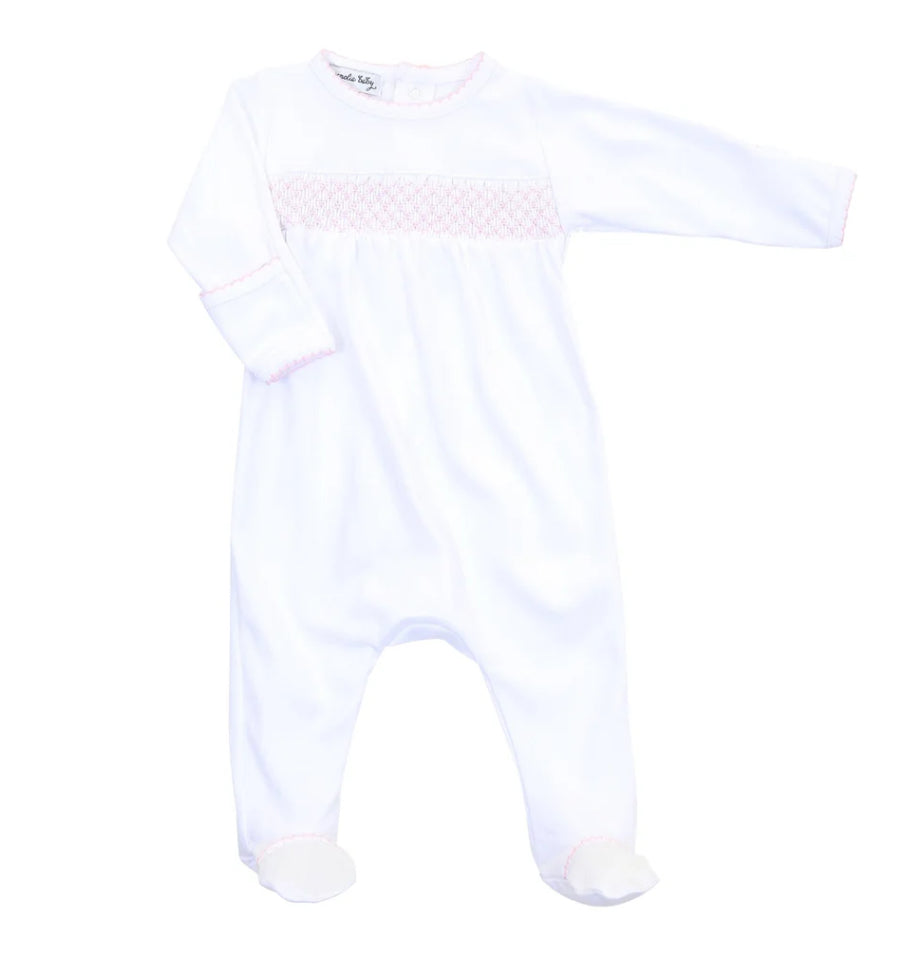 Magnolia Baby Essentials Pink Trim Smocked Footie (Newborn)