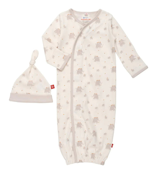 Magnetic Me Little Peanut Organic Cotton Magnetic Cozy Sleeper Gown + Hat Set (0-3 mo)