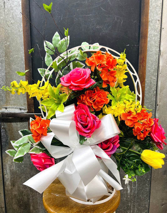 Summer Mix Bouquet Silk Bereavement Basket