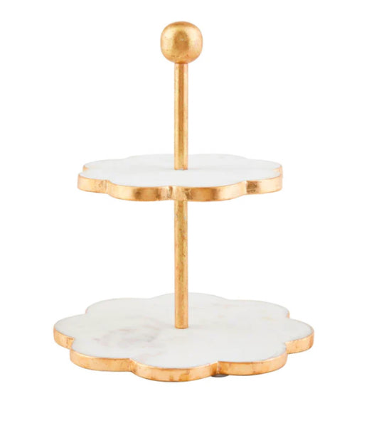 Mudpie Scallop Gold Marble Tier Stand