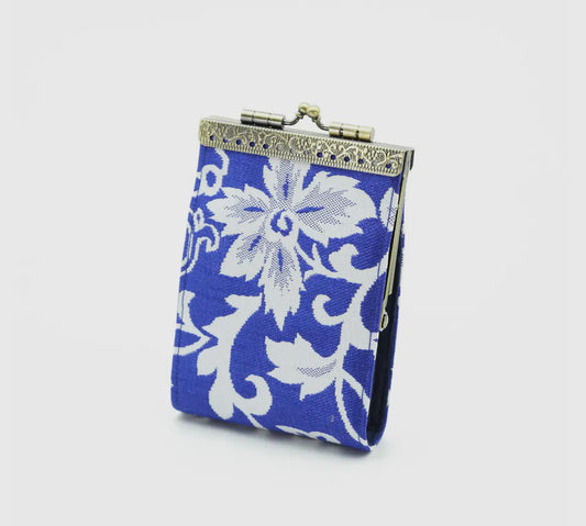 Cathayana Floral Brocade Card Holder with Rfid-Blue & White