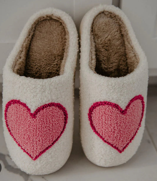 Katydid Pink/Red Heart Slippers