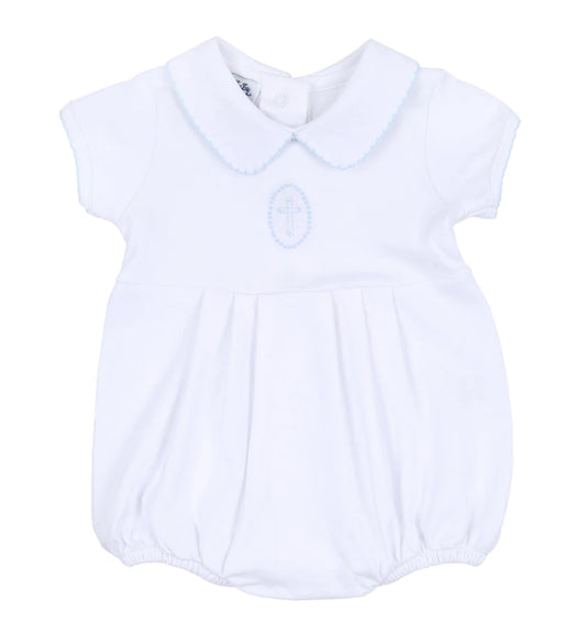 Magnolia Baby Blessed Embroidered Bubble-Blue