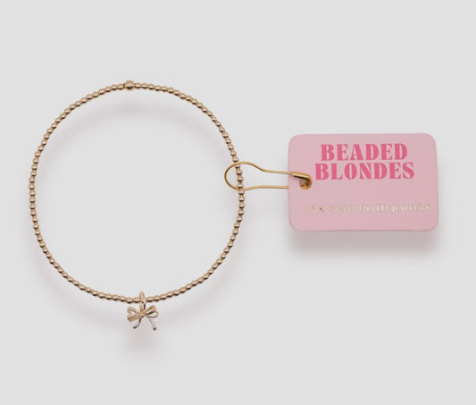 Beaded Blondes Gold Bow Charm Bracelet-Standard