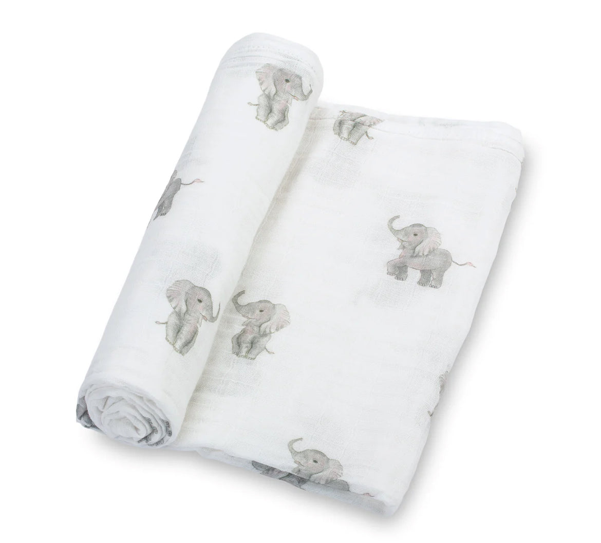 LollyBanks Baby Elephant Muslin Swaddle Blanket