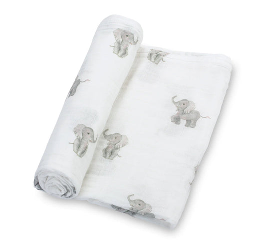 LollyBanks Baby Elephant Muslin Swaddle Blanket