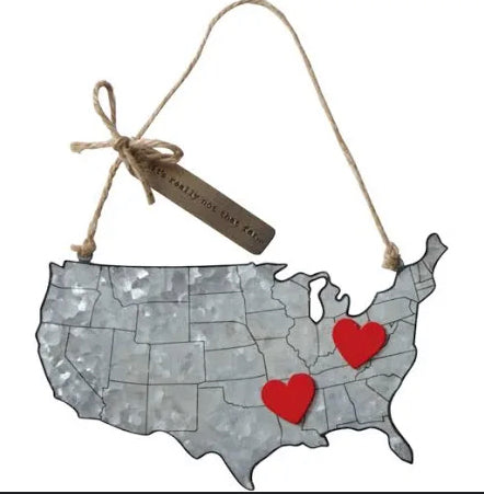 Mudpie Friendship Map Ornament in Silver