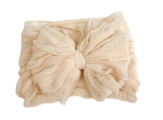 Rockin Royalty Ruffled Headband-Sugar Cookie