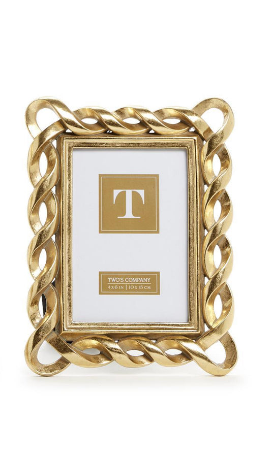Two’s Company Gold Ribbon Photo Frame-4x6