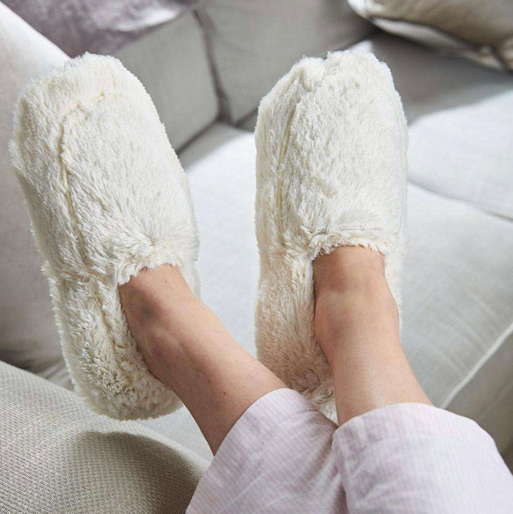 Warmies Microwaveable Slippers-Cream