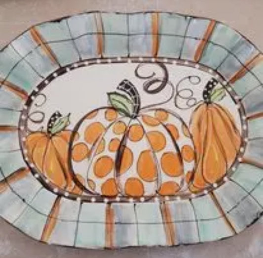 Heartfelt Traditions Small Oval Tray-Fall Pumpkins