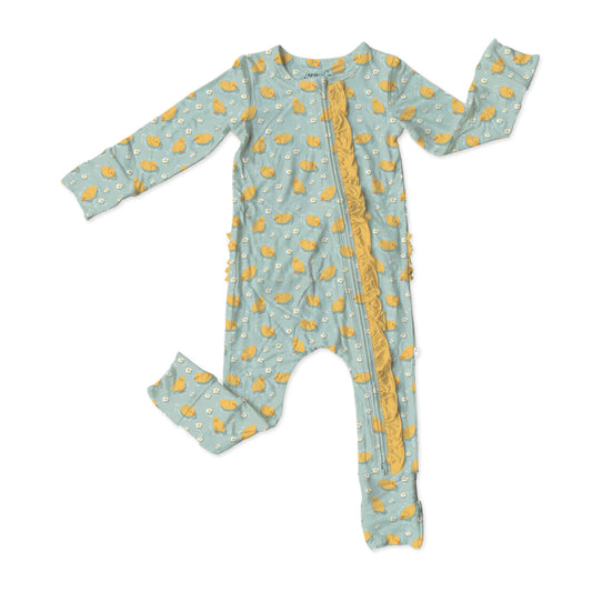 Laree+Co Kambreigh Bamboo Ruffle Convertible Footie