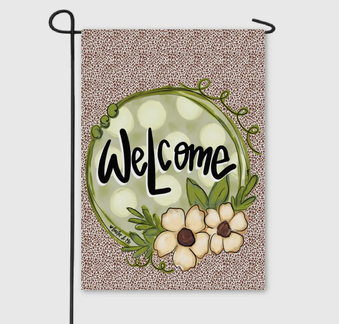 Baxter & Me Garden Flag-Sage & Soft Leopard Welcome