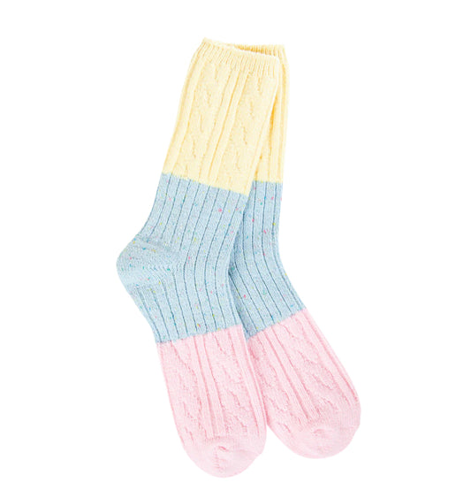 World’s Softest Socks Weekend Confetti Cable Crew-Denim Multi