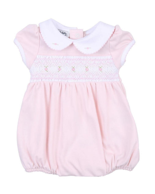 Magnolia Baby Bubbly Pink Smocked Baby Romper