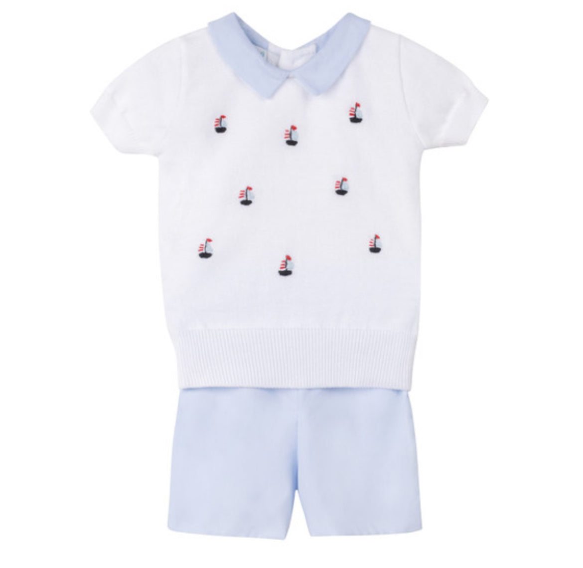 Feltman Brothers Boys Sailboat Sweater Set-White/Blue