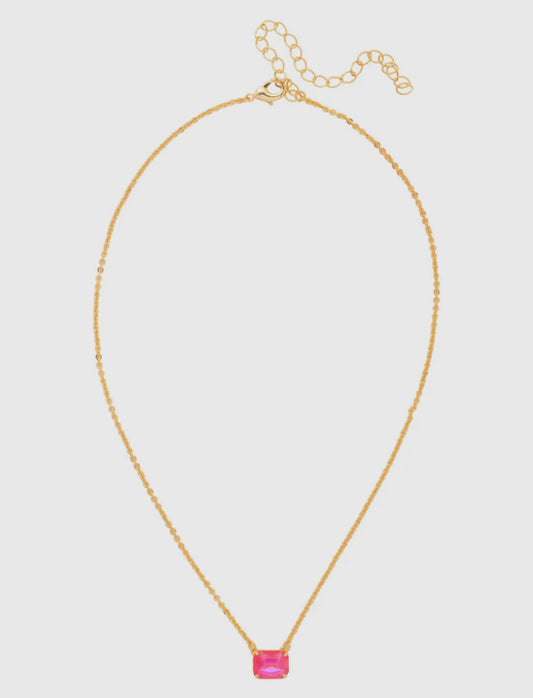 Sorrelli Octavia Single Crystal Pendant Necklace-Pink