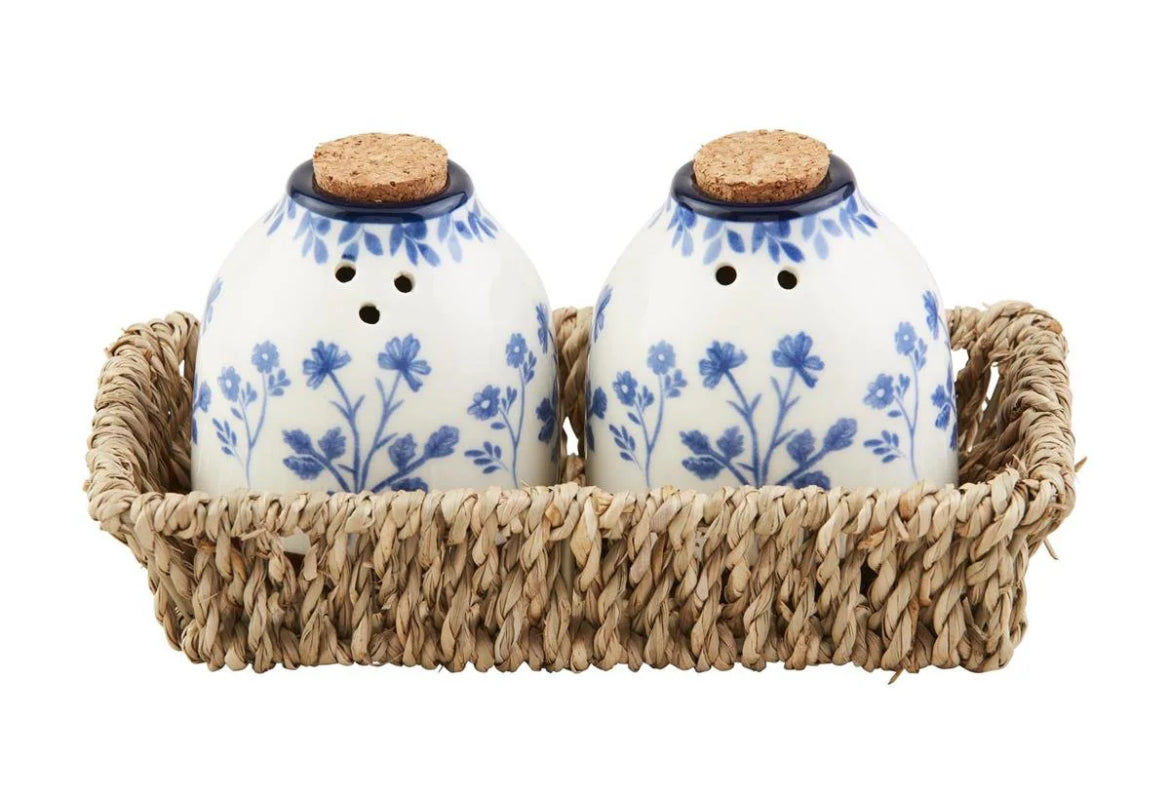 Mudpie Blue Floral Salt & Pepper Shakers